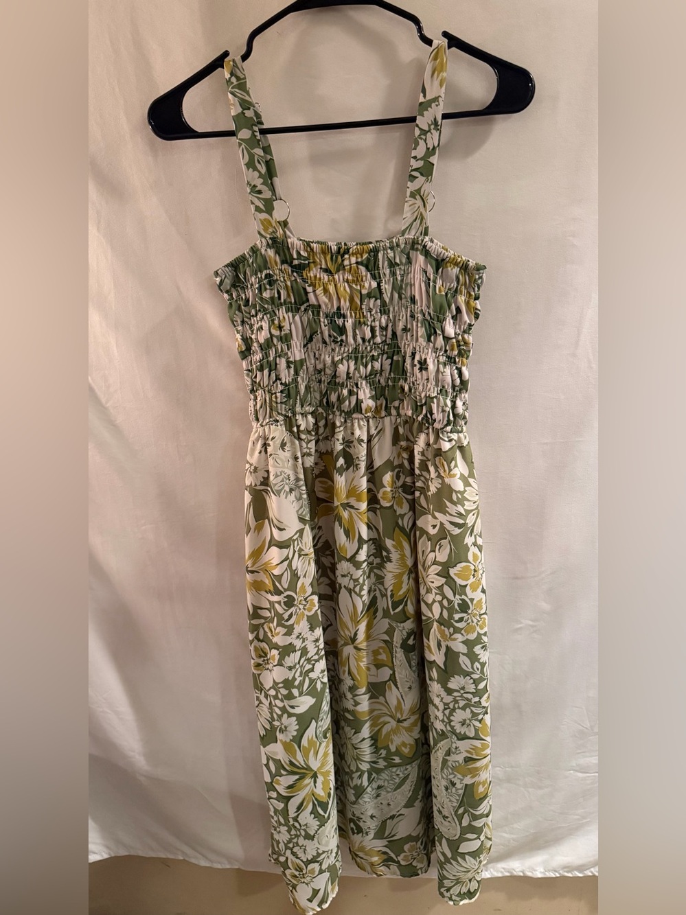 LADIES SMALL MI AMI GREEN & WHITE FLORAL MIDI DRESS